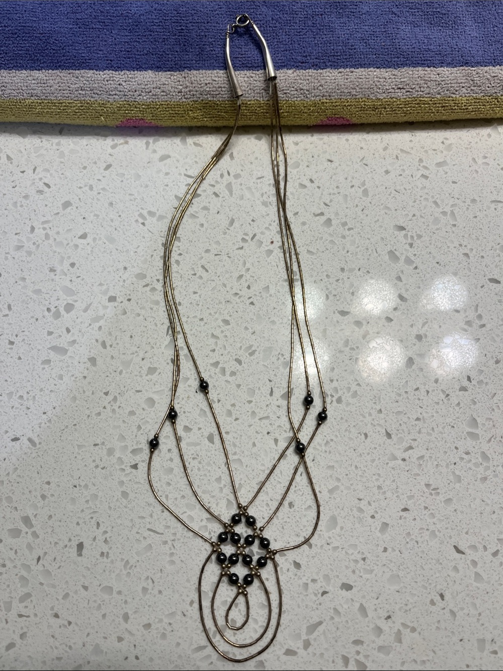 Multi-Strand liquid silver Necklace with  Beads